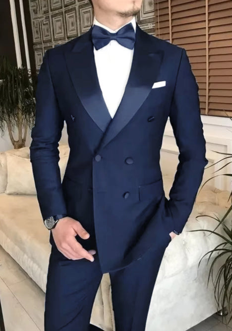 Modern Navy Blue 2 Pieces Notched Lapel Wedding Tuxedo main image 1