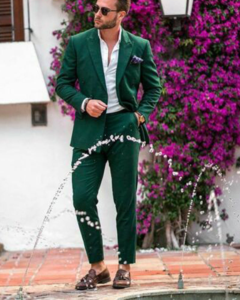 2 Pieces Dark Green Suit for Prom Men Party Wedding Suits Outfits CB35 ...