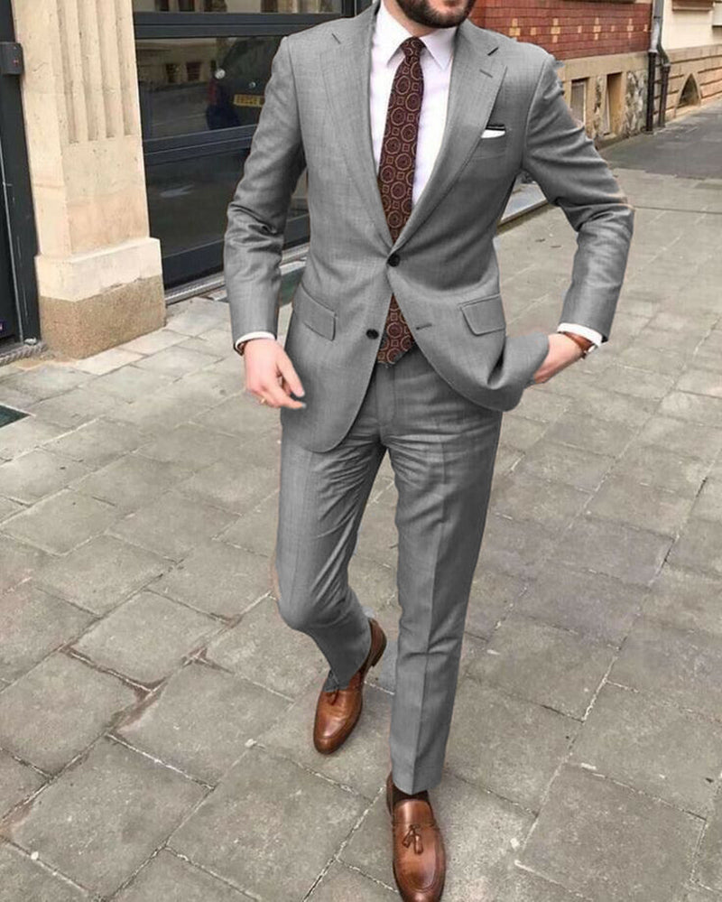 Classic 2 Pieces Mnes Gray Groomsmen Suits for Wedding 2024 CB31091 ...