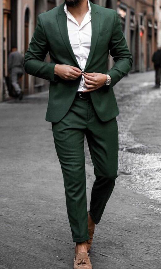 Dark Green Men Suit One Button Slim Fit Suit for Prom main image 1