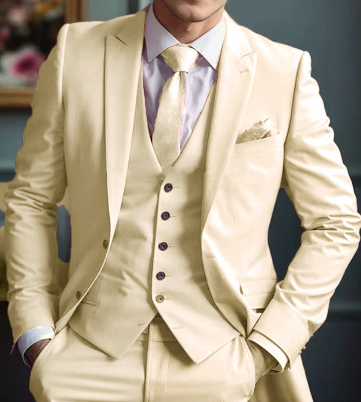 Pretty Champagne 2 Pieces Wedding Suits Solid Color Slim Fit Men's Suit main image 0