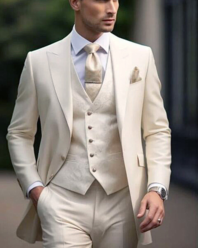 Men s Cream ivory Groom Suit Tailored Suits for Wedding 3 Pieces CS030 classbydress