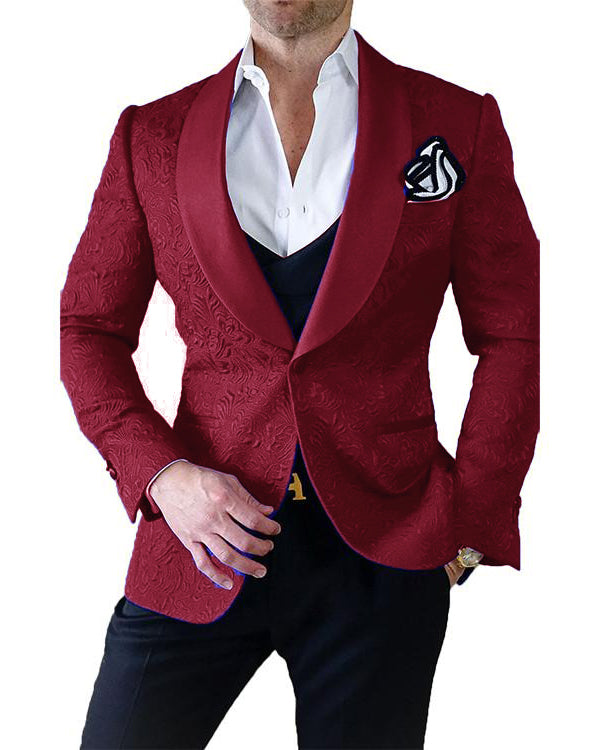 Floral Pattern Burgundy Groom Suits for Men Wedding Tuxedo Outfit CB11 ...