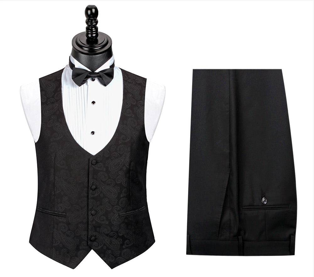 Black Paisley Jacket Dinner Suits 3 Pieces Tuxedos for Men CB0703 ...