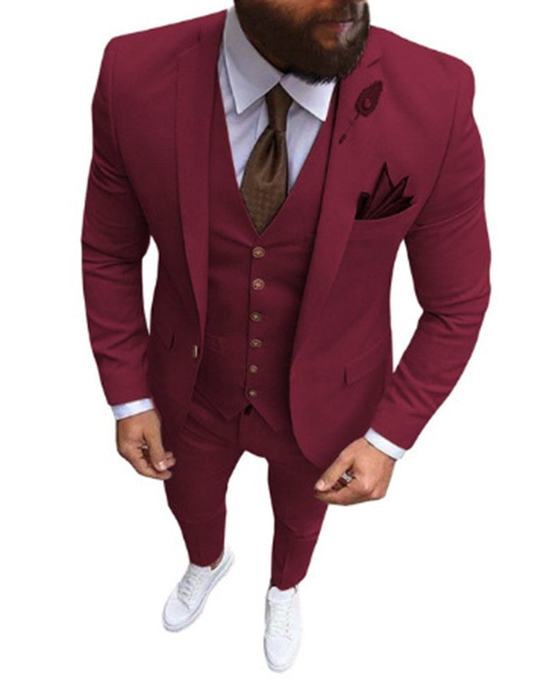 Slim Fit 3 Pieces Burgundy /Gray /Camel Groomsmen Suits for Wedding Me –  classbydress