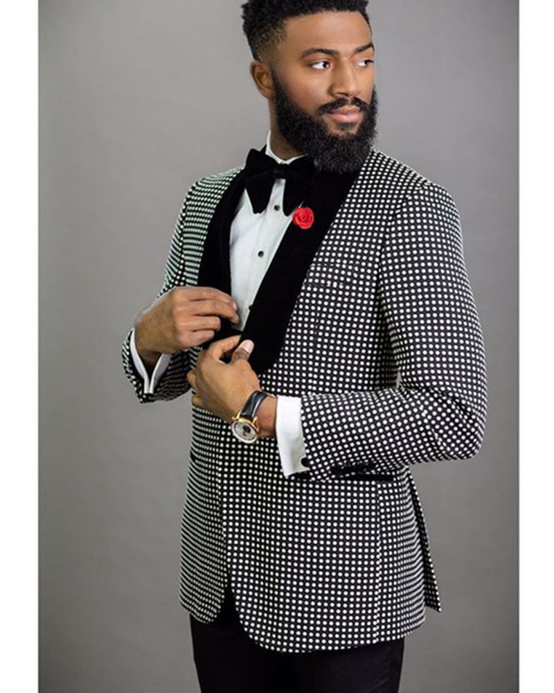 Black and White Dot Men's Blazer Suits 2 Pieces(Blazer+pants) ,Formal ...