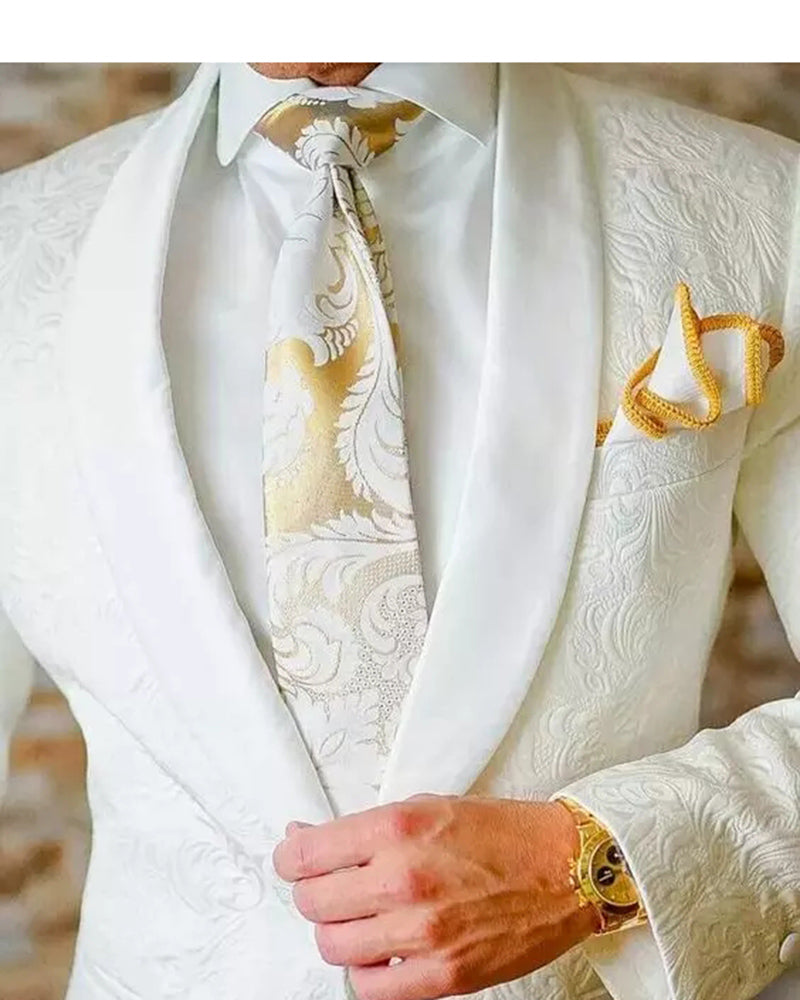 White and outlet yellow prom suit