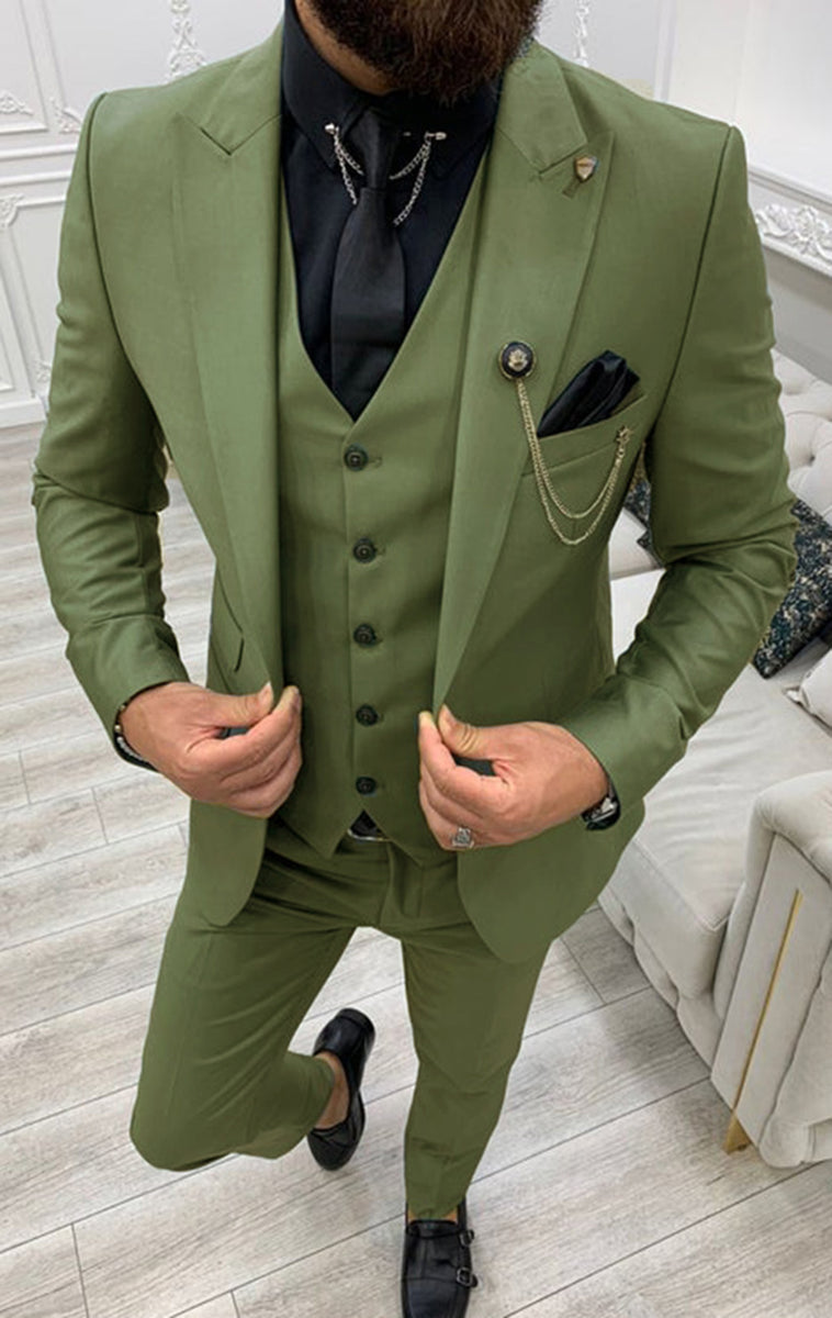 Latest Pickle Green Slim Fit Three Pieces Men Suits for Wedding Italia ...
