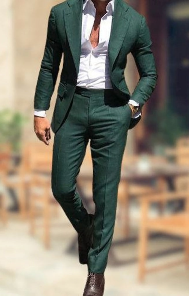 Forest Dark Green Groomsmen Blazer Suits 2 Pieces Wedding Outfits for ...