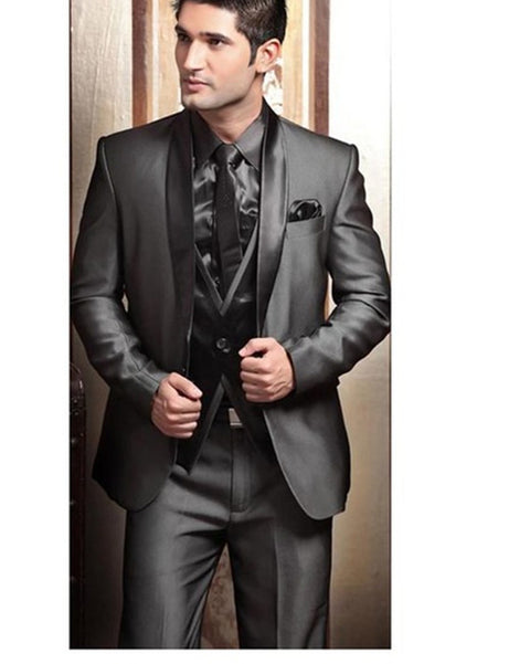 Wedding Tuxedos suits for Men Modern Best man Suit Grey formal Suit Gr ...