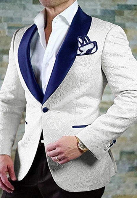 Regency Purple Shawl Lapel Jacquard Groom Wedding Tuxedos Blazer with ...