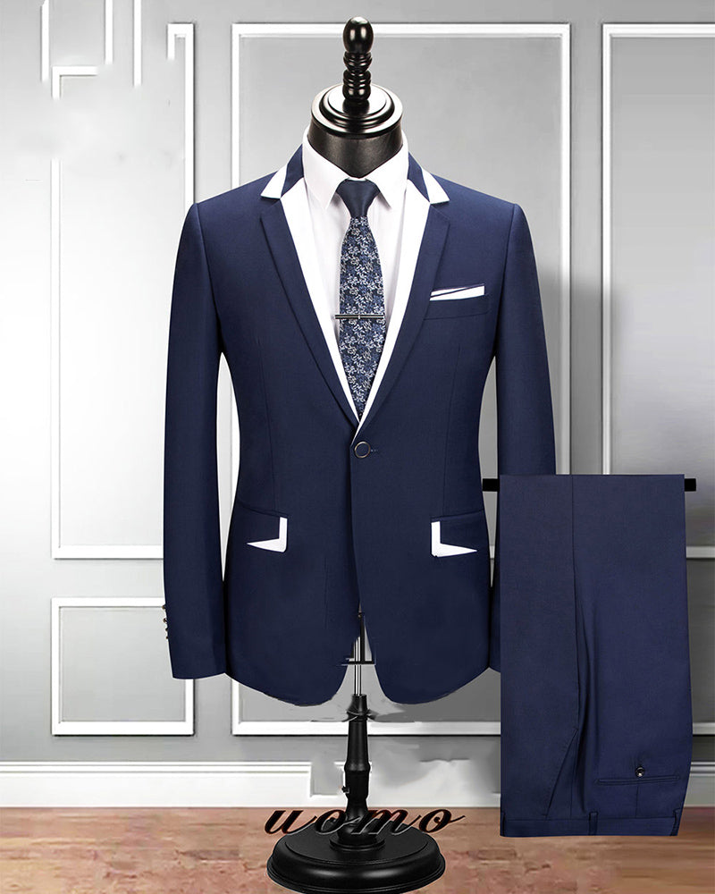 New Style Navy /White Lapel 2 Pieces Mens' Suis Groom Tuxedo for Weddi ...