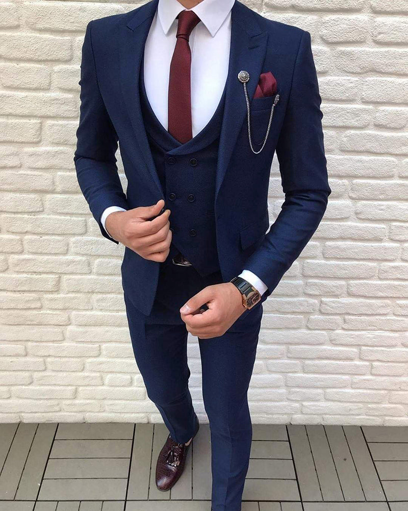 Navy Blue 3 Pieces Engagement suit for men Three Pieces Suits CB110151 ...