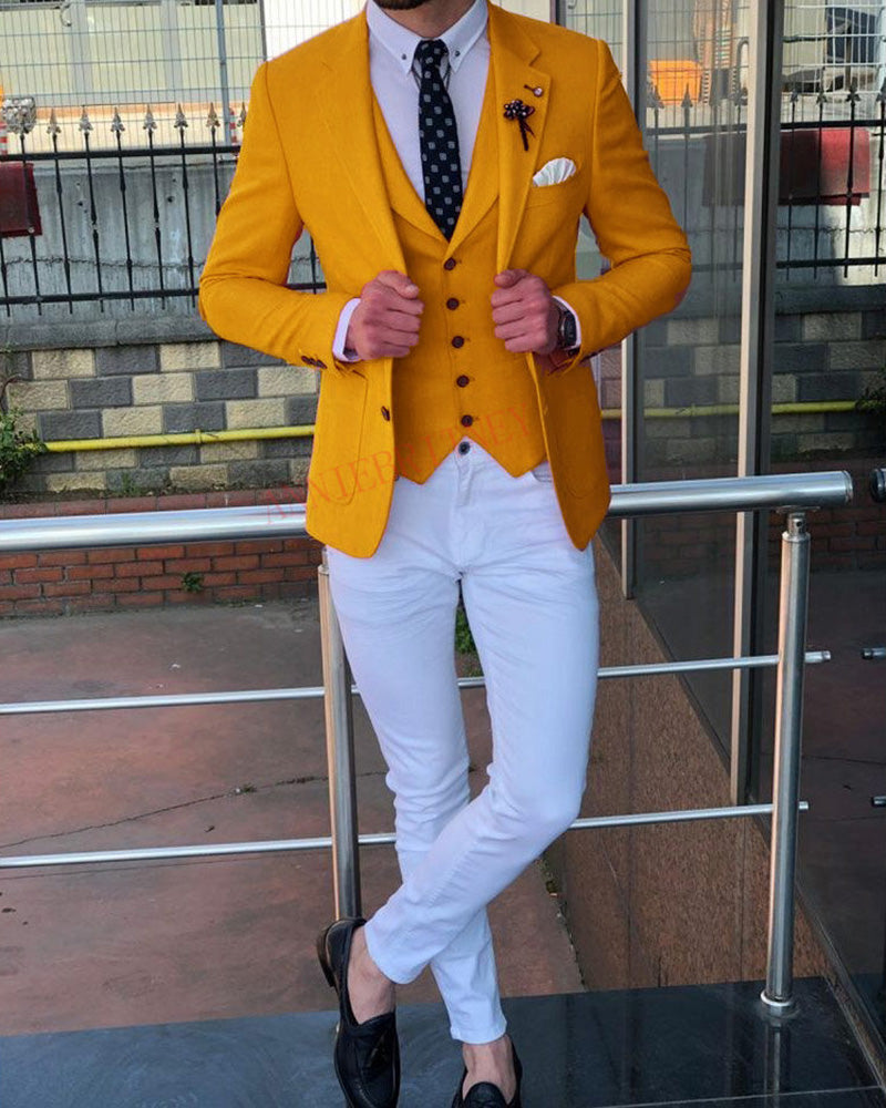 Buy hangup Men Regular 3 Piece Suit Color Yellow, Size 38  (3pc_1231_LemonBlazerWhiteTr) at Amazon.in