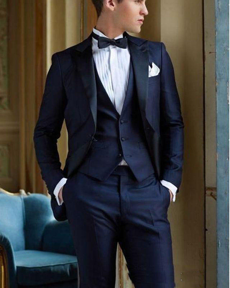 Navy blue tuxedo wedding hotsell