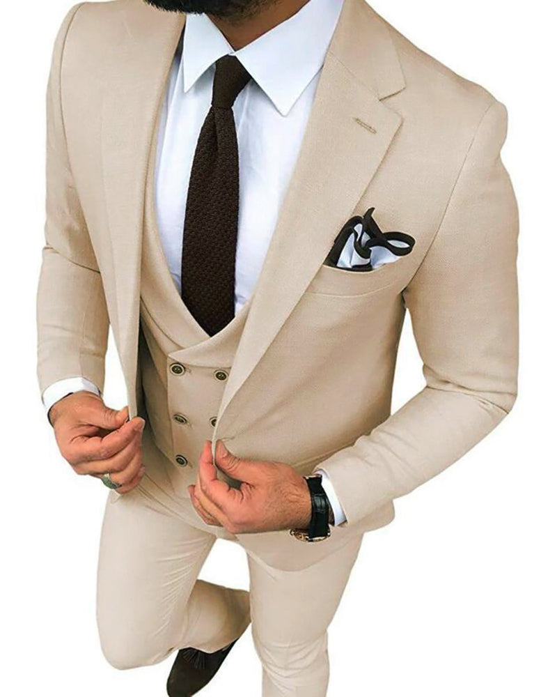 Beige 2023 Wedding Suits for men Groomsmen Wedding Outfits 3 Pieces CB ...