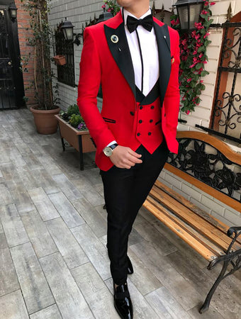 Elegant Pink/Black Tuxedos for Wedding Mens Dress Prom Suits 2022 3 Pi ...