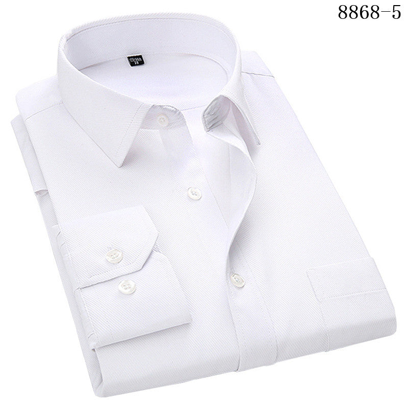 Men's Business Casual Long Sleeved Shirt White Smart Male Social Dress ...