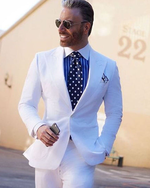 White Formal Dress Suits Wedding Groom Suit 2 Pieces (jacket +pants) C ...