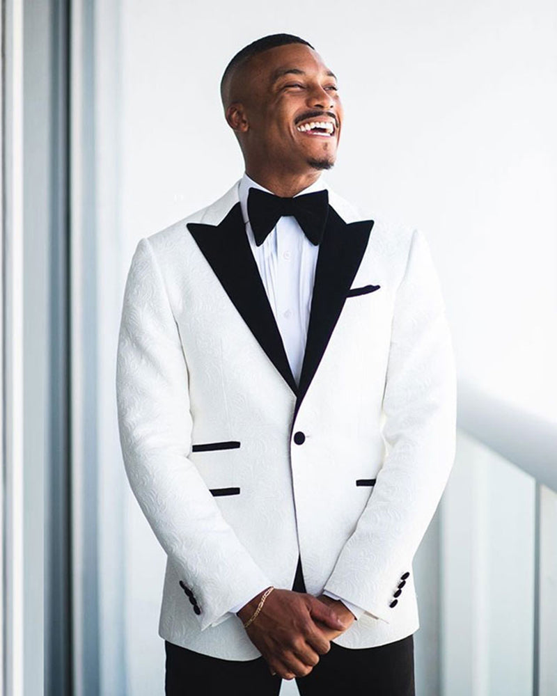 Jackqaurd White Groom Tuxedo for Wedding Suits Best Man Blazers Costum classbydress