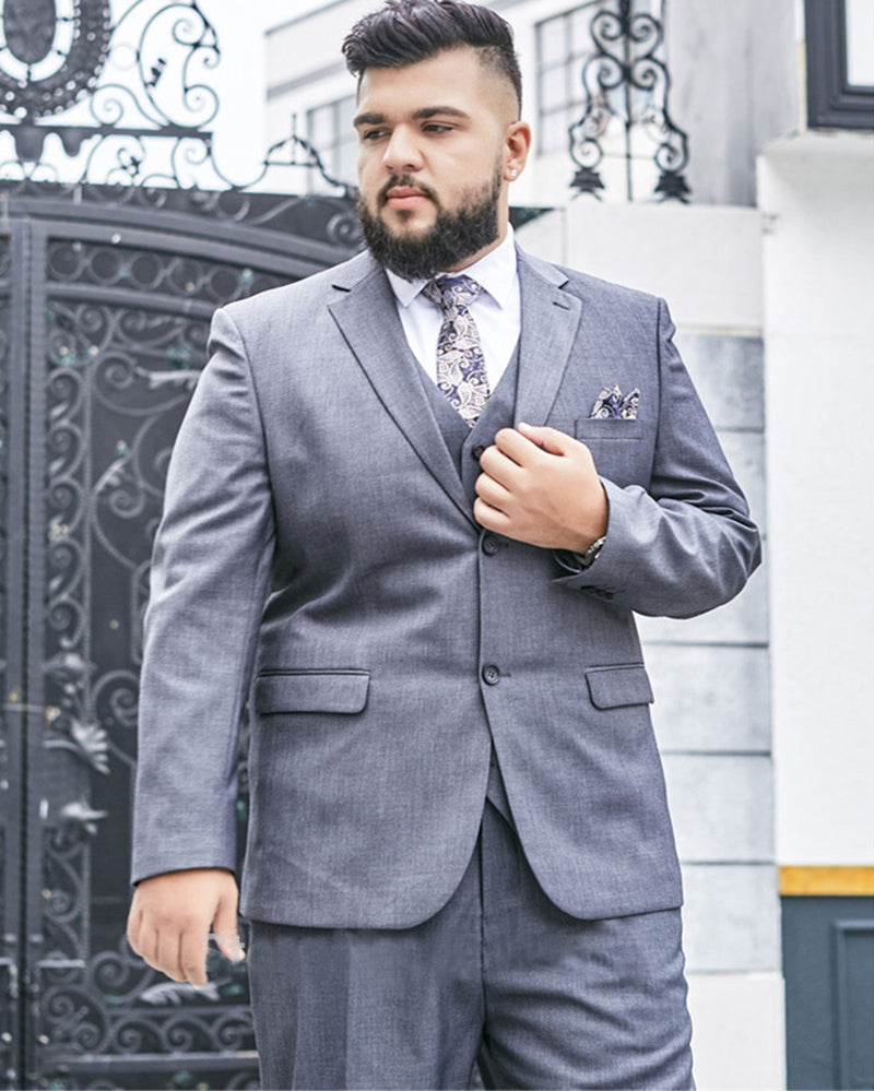 Gray Wedding Plus size Suits for Men 3 Pieces Blazer Business