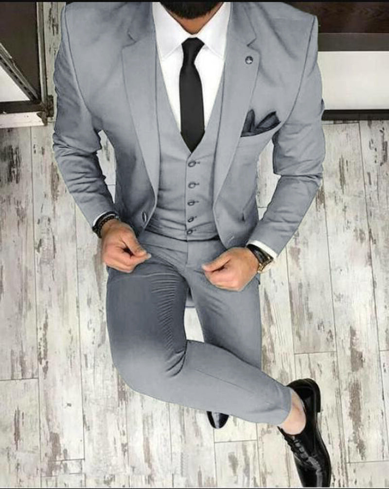 Gray 3 Pieces Blazer Suits Wedding Dress Suits for Men CB0818