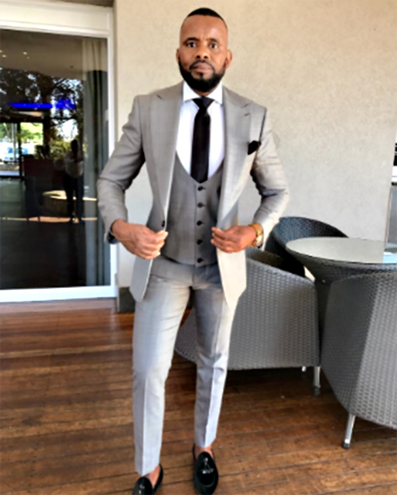 Grey Blazer Grey Suit Black Shirt Brown Shoes Grey Suit Black