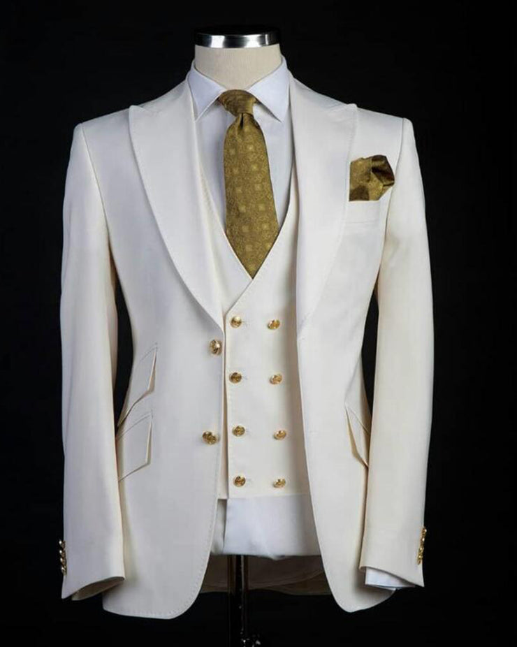 Ivory Wedding Groom Suits Tuxedos for Men 3 Pieces (jacket +pants +ves ...