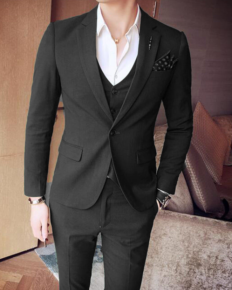 CB04281 Slim Fit Dark Forest Green notch lapel three Pieces Suits Men ...