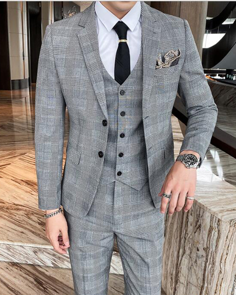 Classic Pattern Menswear Dogtooth Houndstooth Suit Checked 3 Pieces Su ...