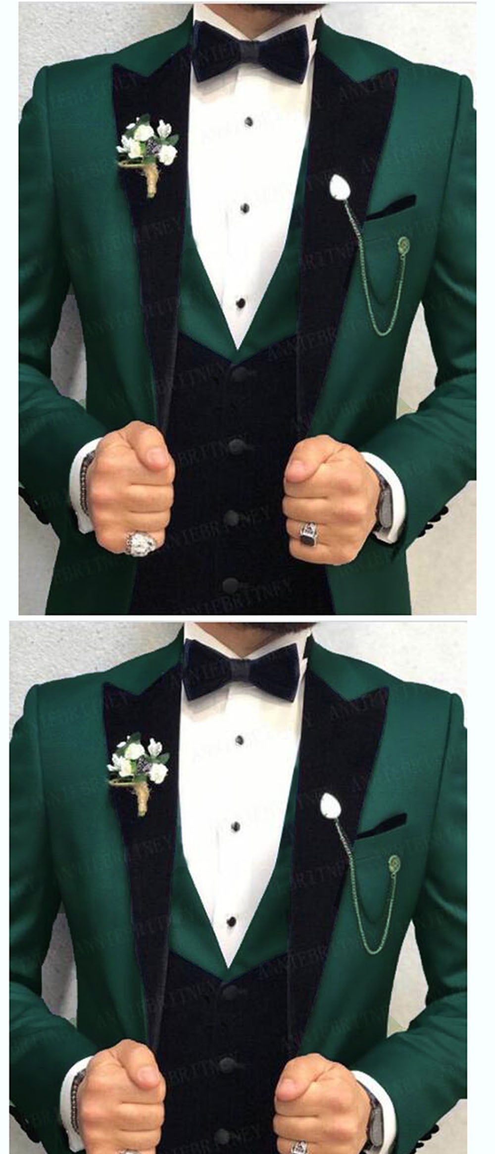 Dark Green Men Suit Formal Business Outfit Party Prom Groom Tuxedo Wedding  Suit