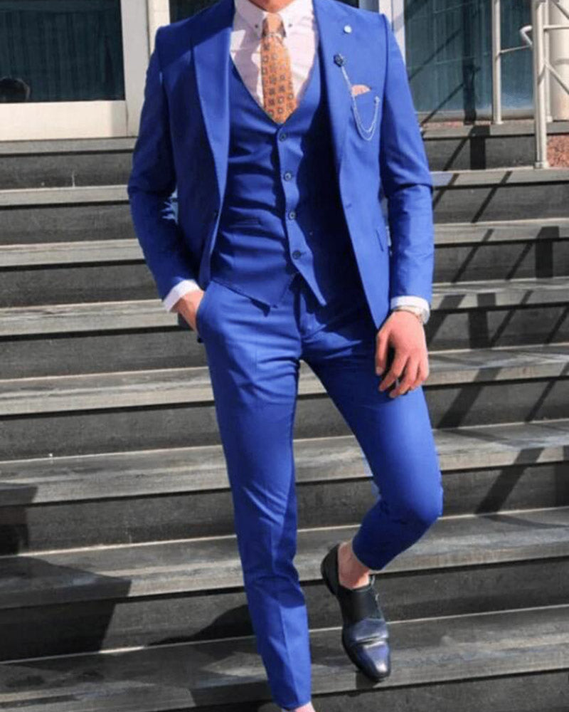 Royal Blue Suit for Men Groomsmen 3 Pieces Wedding Outfits CB3218 classbydress