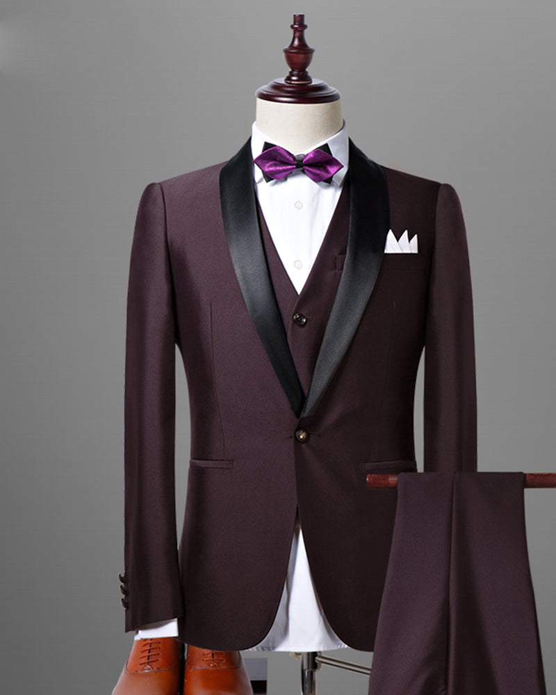 Buy Raymond Maroon & Black Single Breasted Contemporary Fit Partywear Suit  - Suits for Men 1058044 | Myntra