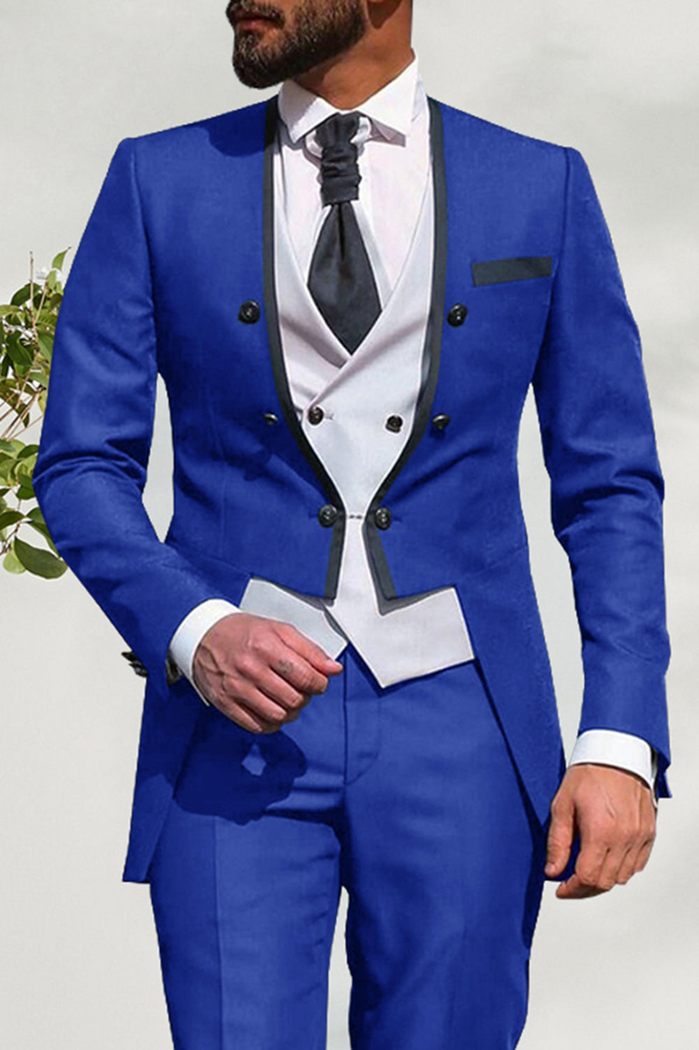 3pcs Mens Tuxedo Suit Trousers Set Slim Fit Blazer Elegant Business Wedding  Suit